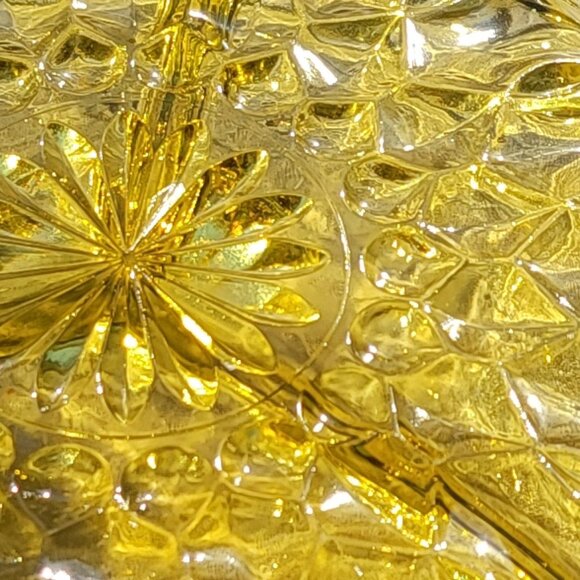 8 1/2" Vintage Anchor Hocking Fairfield Amber/Gold Glass Divided 3-Part Serving - Picture 3 of 6